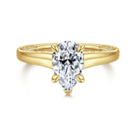 Rosey - 14K Yellow Gold Pear Shape Diamond Engagement Ring