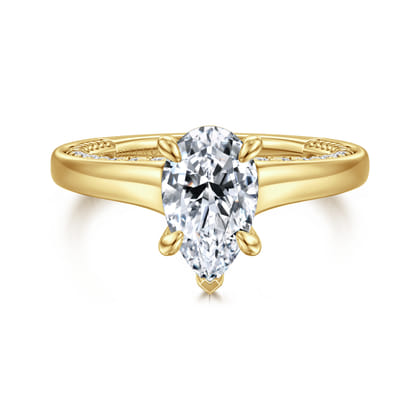 Rosey - 14K Yellow Gold Pear Shape Diamond Engagement Ring