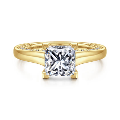 Rosey - 14K Yellow Gold Princess Cut Diamond Engagement Ring