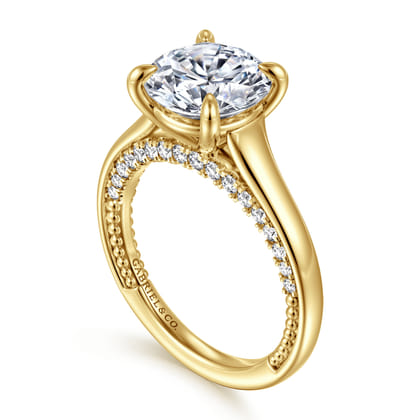 Rosey - 14K Yellow Gold Round Diamond Engagement Ring
