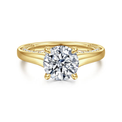Rosey - 14K Yellow Gold Round Diamond Engagement Ring