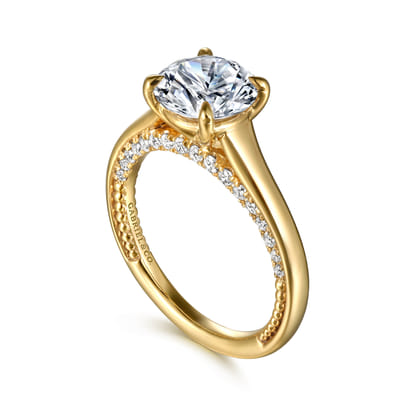 Rosey - 14K Yellow Gold Round Diamond Engagement Ring