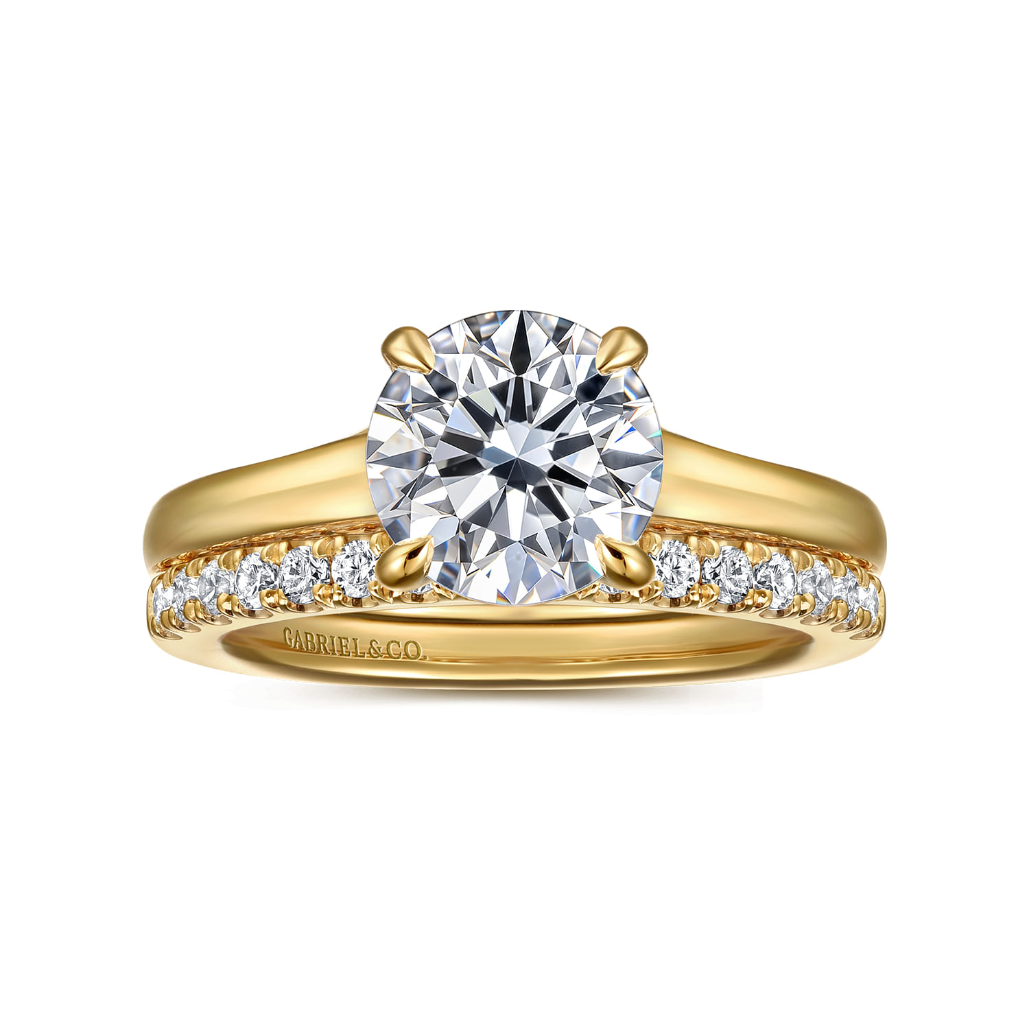 Rosey - 14K Yellow Gold Round Diamond Engagement Ring