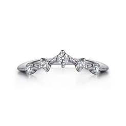 Rouix - 14K White Gold Curved Diamond Anniversary Band
