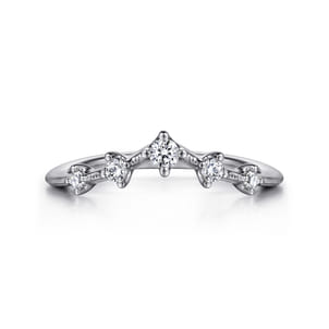 Rouix - 14K White Gold Curved Diamond Anniversary Band