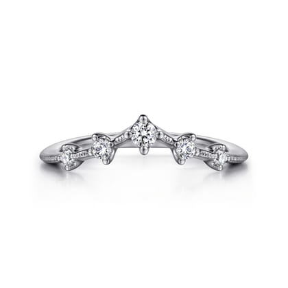 Rouix - 14K White Gold Curved Diamond Anniversary Band