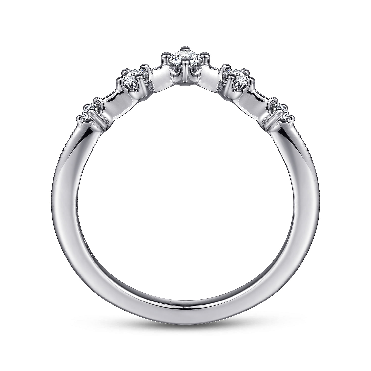 Rouix - 14K White Gold Curved Diamond Anniversary Band
