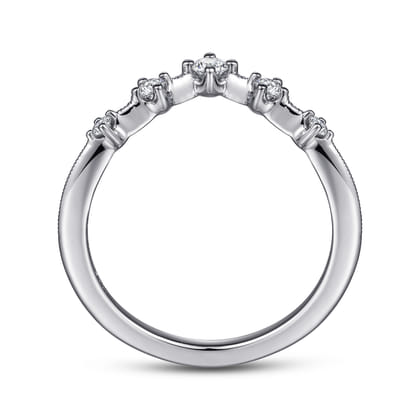 Rouix - 14K White Gold Curved Diamond Anniversary Band