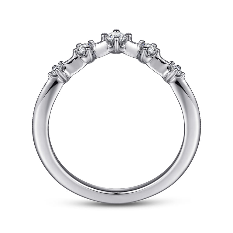 Curved Wedding Ring in 14k White Gold with Round Natural Diamond at Gabriel & Co. - Shot 2