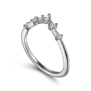 Rouix - 14K White Gold Curved Diamond Anniversary Band