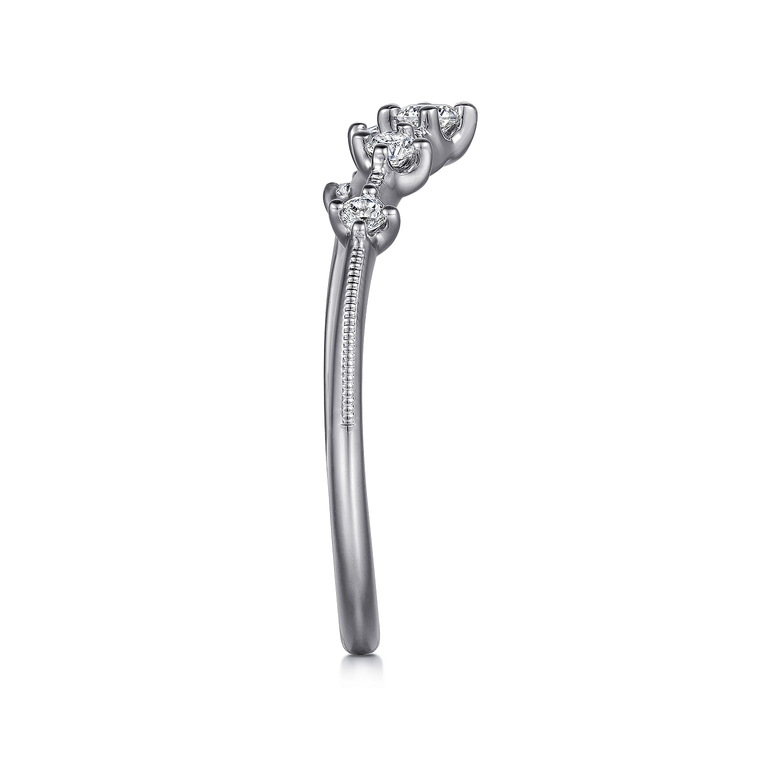 Rouix - 14K White Gold Curved Diamond Anniversary Band