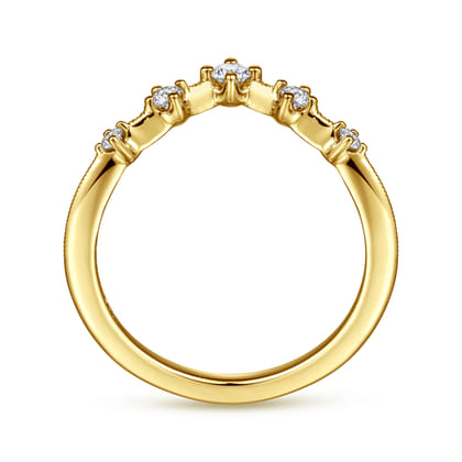 Rouix - 14K Yellow Gold Curved Diamond Anniversary Band