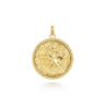 Round 14K Yellow Gold St. Christopher Protect Us Pendant with Twisted Rope Frame