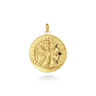 Round 14K Yellow Gold St. Christopher Protect Us Pendant with Twisted Rope Frame