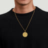 Round 14K Yellow Gold St. Christopher Protect Us Pendant with Twisted Rope Frame