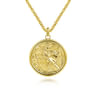 Round 14K Yellow Gold St Christopher Protect Us Pendant