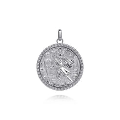 Round-925-Sterling-Silver-St-Christopher-Protect-Us-Pendant-with-Twisted-Rope-Frame1