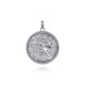Round 925 Sterling Silver St Christopher Protect Us Pendant with Twisted Rope Frame