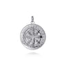 Round 925 Sterling Silver St Christopher Protect Us Pendant with Twisted Rope Frame
