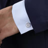 Round Cufflinks Twisted Rope Trim 925 Sterling Silver