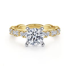 Rowan - 14K White-Yellow Gold Round Diamond Engagement Ring