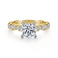 Rowan - 14K White-Yellow Gold Round Diamond Engagement Ring