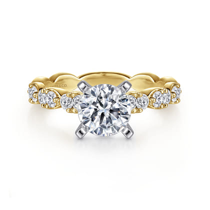 Rowan - 14K White-Yellow Gold Round Diamond Engagement Ring
