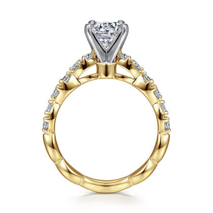 Rowan - 14K White-Yellow Gold Round Diamond Engagement Ring