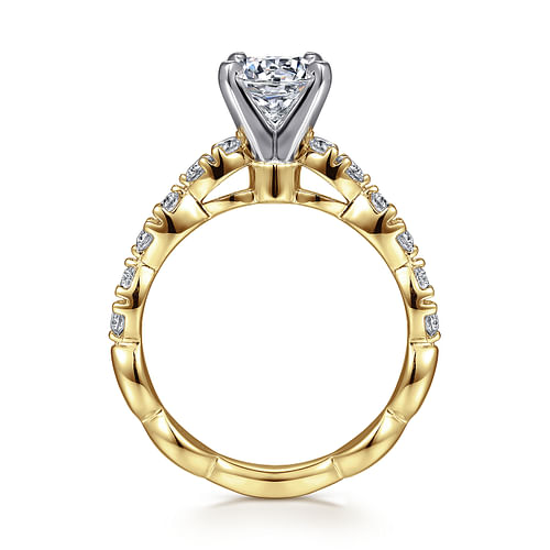 Rowan - 14K White-Yellow Gold Round Diamond Engagement Ring - 0.45 ct - Shot 2