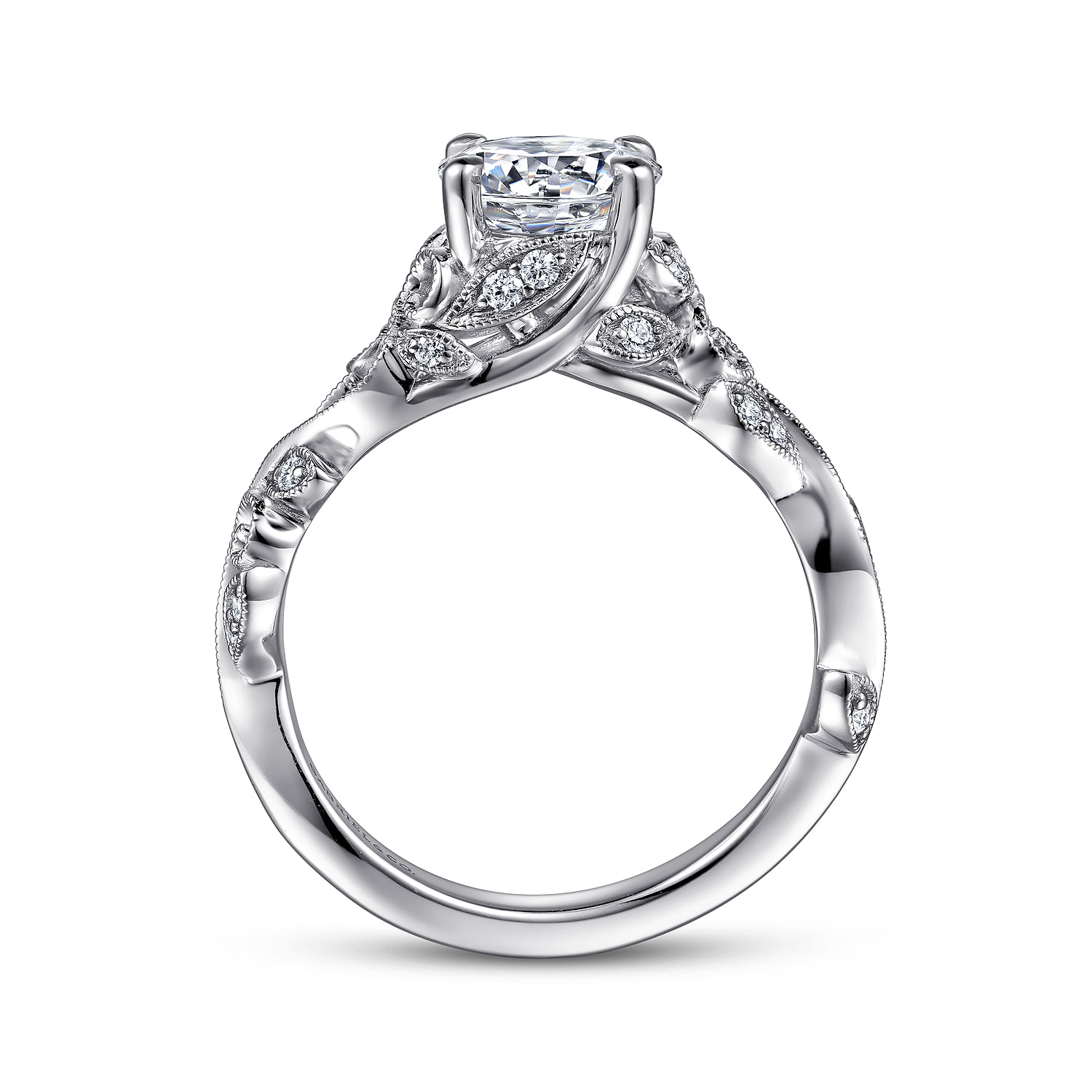 Roxanna - 14K White Gold Split Shank Round Diamond Engagement Ring