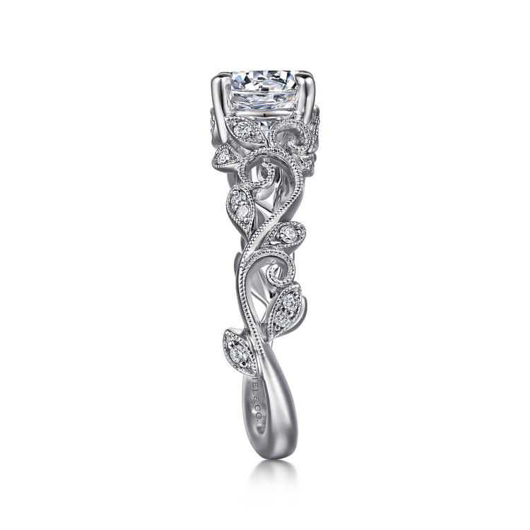 Roxanna - 14K White Gold Split Shank Round Diamond Engagement Ring