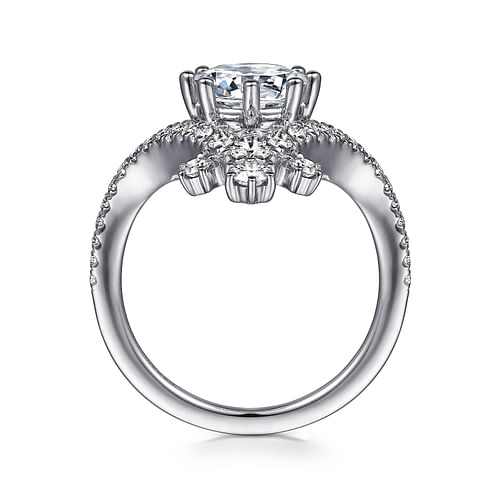 Royalty - 14K White Gold Chevron Diamond Engagement Ring - 0.45 ct - Shot 2