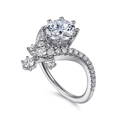 Royalty - 14K White Gold Chevron Diamond Engagement Ring - 0.45 ct - Shot 3