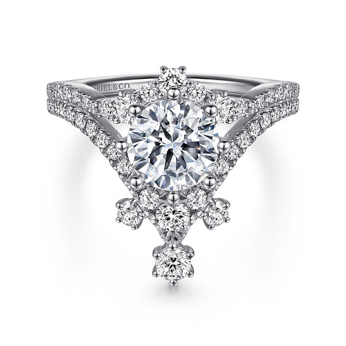 Royalty - 14K White Gold Chevron Diamond Engagement Ring - 0.45 ct - Shot 4