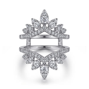 Rudie - 14K White Gold Bursting Chevron Diamond Ring Enhancer