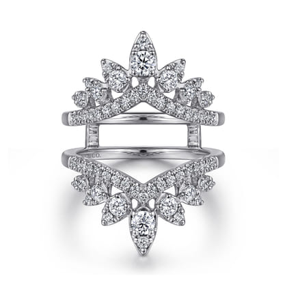 Rudie - 14K White Gold Bursting Chevron Diamond Ring Enhancer