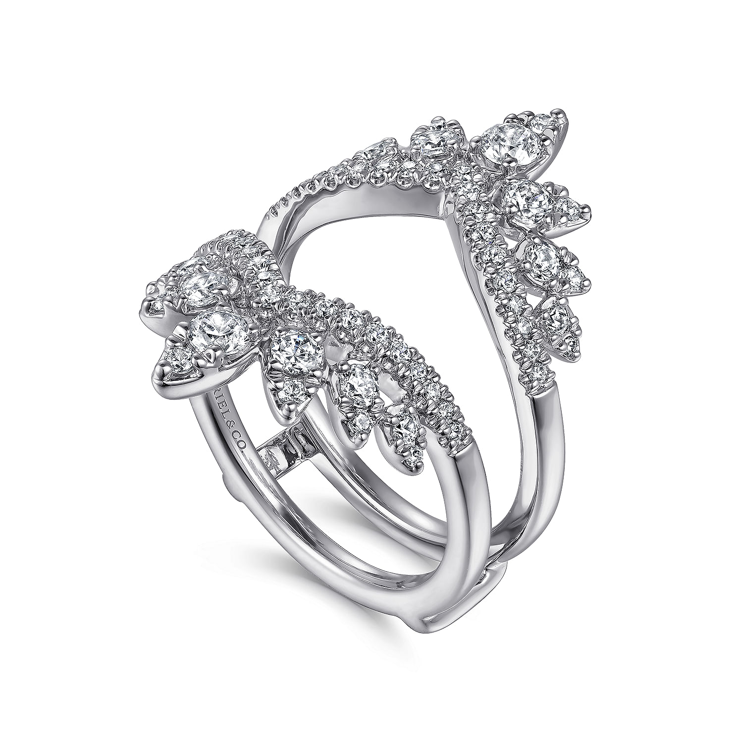 Rudie - 14K White Gold Bursting Chevron Diamond Ring Enhancer