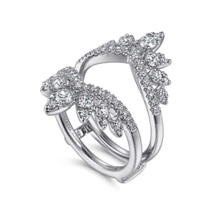 Rudie - 14K White Gold Bursting Chevron Diamond Ring Enhancer