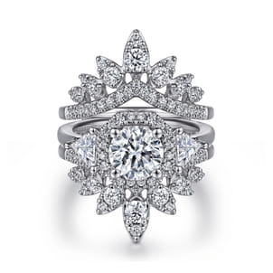 Rudie - 14K White Gold Bursting Chevron Diamond Ring Enhancer