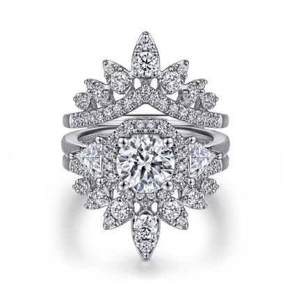 Rudie - 14K White Gold Bursting Chevron Diamond Ring Enhancer