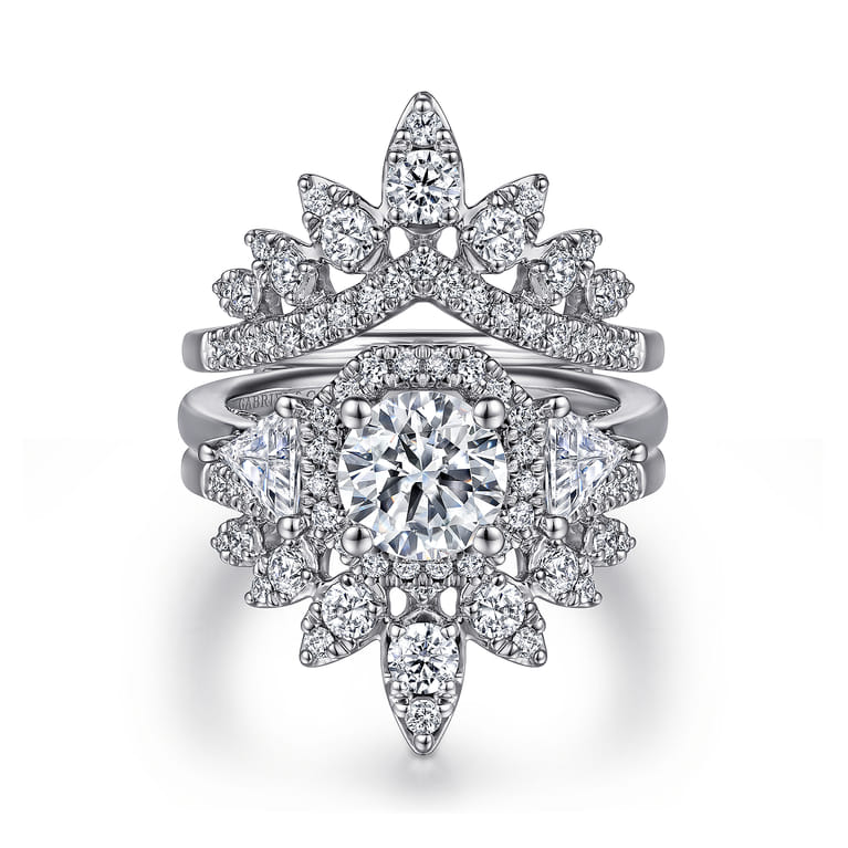 Enhancer Wedding Ring in 14k White Gold with Round Natural Diamond at Gabriel & Co. - Shot 4