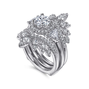 Rudie - 14K White Gold Bursting Chevron Diamond Ring Enhancer