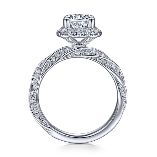 Rue - 14K White Gold Cushion Halo Round Diamond Engagement Ring - 0.62 ct - Shot 2