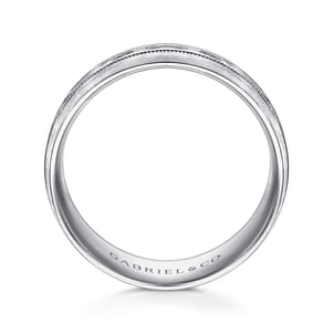 Russell - 14K White Gold 8mm - Engraved Men's Wedding Band in Satin Finish