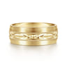 Russell - 14K Yellow Gold 8mm - Engraved Men's Wedding Band in Satin Finish