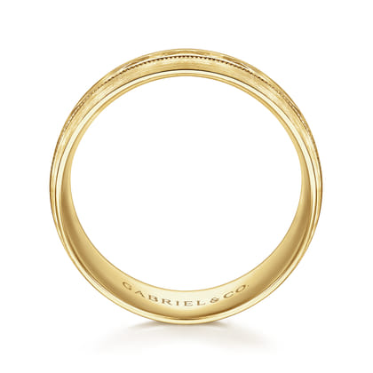 Russell - 14K Yellow Gold 8mm - Engraved Men's Wedding Band in Satin Finish
