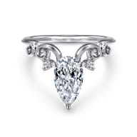 Russo - 14K White Gold Pear Shape Chevron Engagement Ring