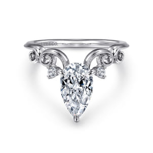 Russo - 14K White Gold Pear Shape Chevron Engagement Ring