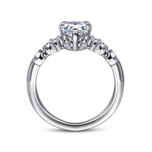 Russo - 14K White Gold Pear Shape Chevron Engagement Ring