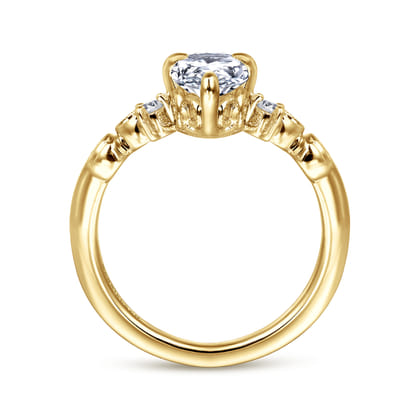 Russo - 14K Yellow Gold Pear Shape Chevron Engagement Ring